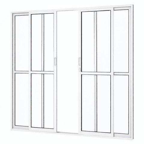 Porta de Correr Alumínio Branco Sacada 04 Folhas Maxx - 210x200