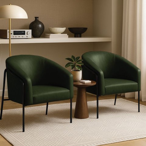 Poltrona Sala Decorativa Kit 2 Stella Base Alta Tubo Preto Sintético Pu D03 - D’Rossi