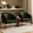 Ver imagem 1 de Poltrona Sala Decorativa Kit 2 Stella Base Alta Tubo Preto Sintético Pu D03 - D’Rossi