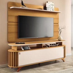 Rack para Sala Dorian com Painel para Tv 70 Pol Contour B01 Cinamomo Off White - Lyam Decor - 2