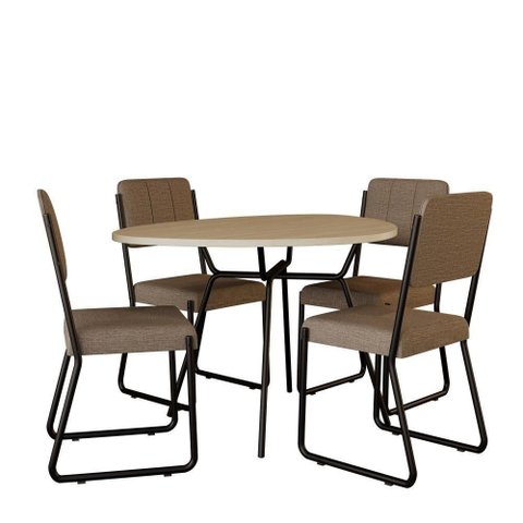 Conjunto Mesa de Jantar Soho Orgânica C/ 04 Cadeiras Next Est.preta - Ciliegio e Areia