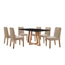 Ver imagem 1 de Conjunto Sala de Jantar Mesa Florença 160x90cm Preto com 6 Cadeiras Dallas Veludo Bege