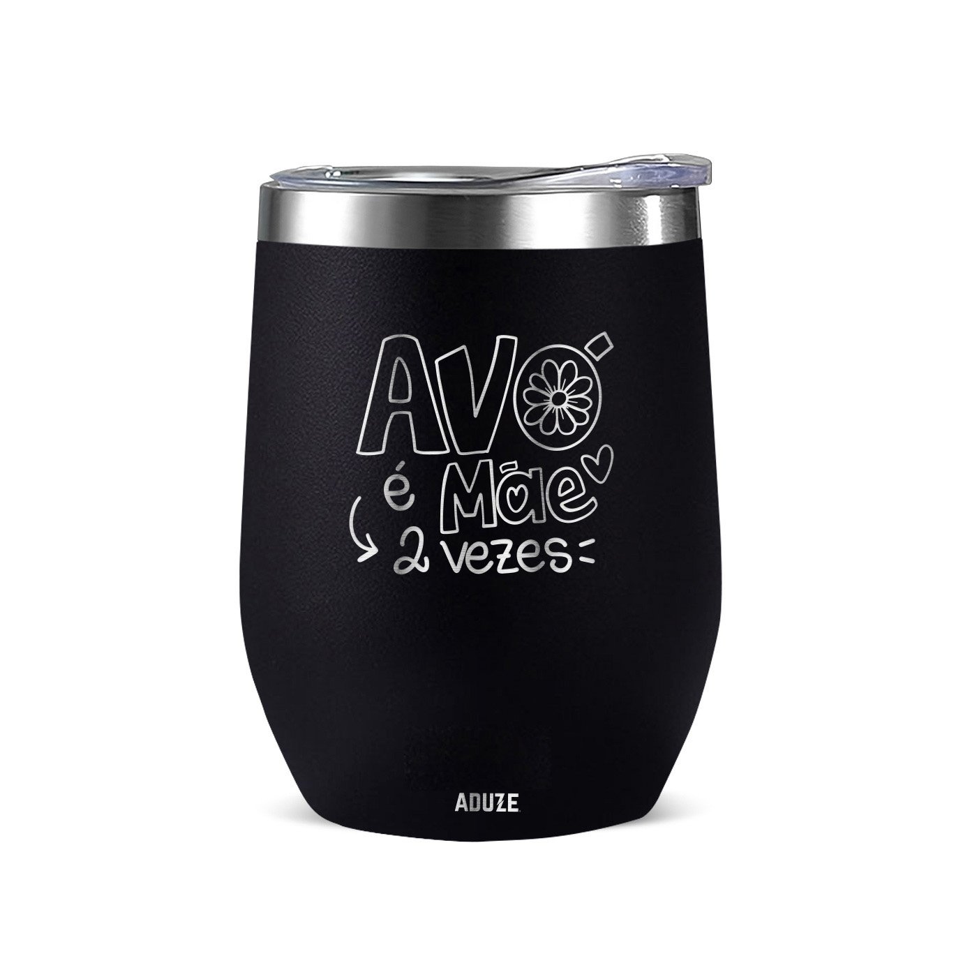 Copo Térmico Aduze Cuia Classic Avó É Mãe 2 Vezes 300ml - Preto