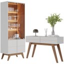 Ver imagem 1 de Kit Cristaleira E Aparador Para Sala Noronha Off White Matte Freijo CLB