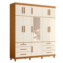 Ver imagem 2 de Guarda Roupa Casal com Cômoda Triton Plus 11 Portas de Bater 5 Gavetas MDP Cinamomo e Off White