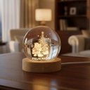 Ver imagem 2 de Enfeite Luminoso de Natal: Esfera de Vidro LED USB com Base de Madeira - Decoração Elegante de Mesa: