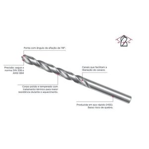 Broca Aço Rápido 5mm X 86mm Cortag Hss Drill - Kit C/10