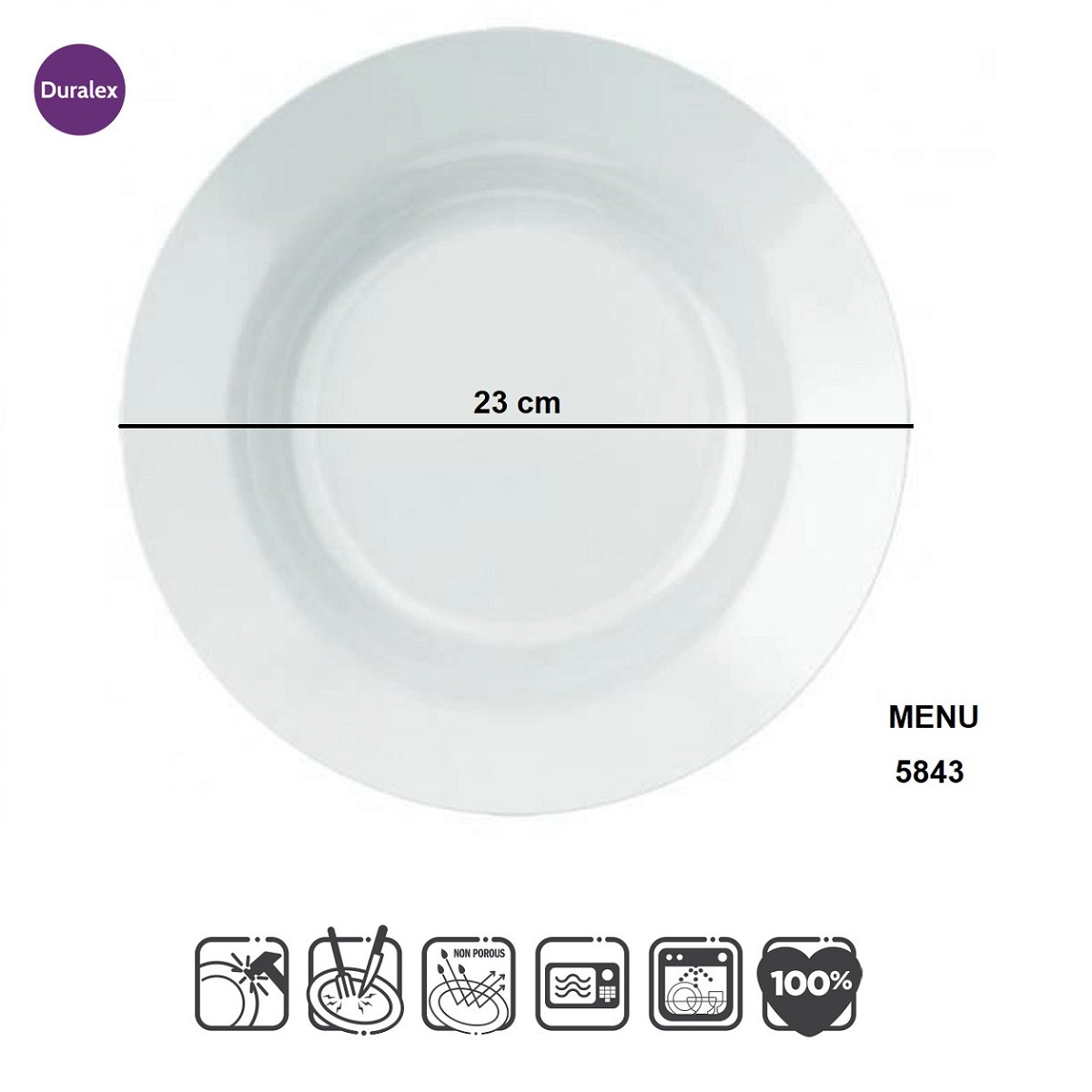Jogo De Pratos Fundo De Vidro 6 Peças 23 cm Opaline Duralex - 4