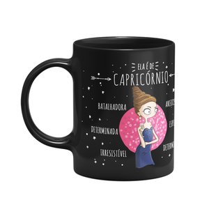 Caneca Signos Preta - Ela É de Capricórnio