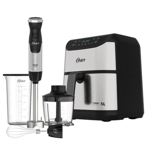 Kit Mixer Power 3 em 1 e Fritadeira Inox Digital 5l Oster 220v