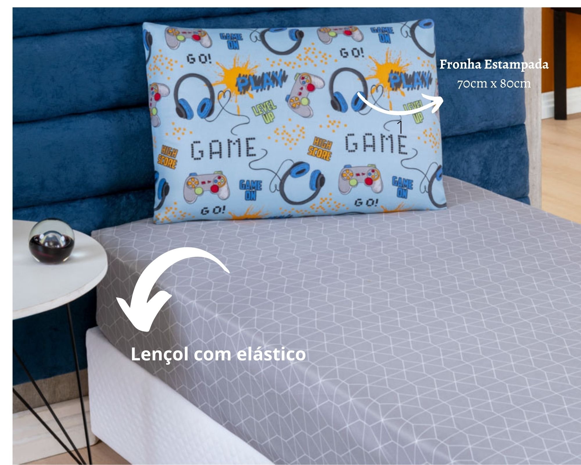 Jogo de Cama Solteiro Infantil kit Lençol e Fronha Estampa Doces