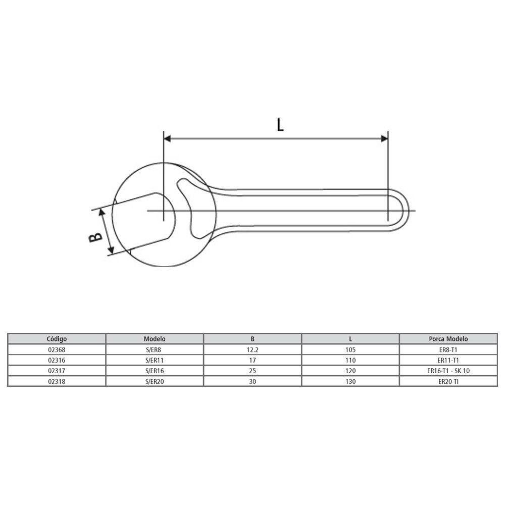 Chave para Porca Modelo Er11-t1 - 3