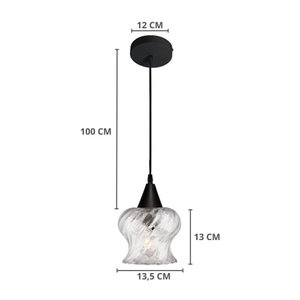 Lustre Pendente Taschibra Cristal Aisha Rigato E27 Transparente Bivolt Preto