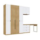 Ver imagem 2 de Quarto Completo 6 Peças com Guarda Roupa Modulado, Escrivaninha e Cômoda 3 Gavetas 100% MDF Infinity