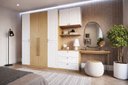 Ver imagem 1 de Quarto Completo 6 Peças com Guarda Roupa Modulado, Escrivaninha e Cômoda 3 Gavetas 100% MDF Infinity