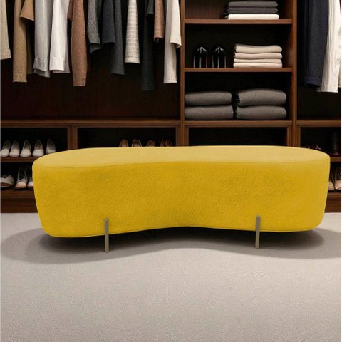 Puff Decorativo Orgânico Alana Couro Amarelo