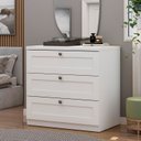 Ver imagem 4 de Kit Cômodas 3 Gavetas e Armário 2 Portas Provençais 100% MDF Branco/Fosco