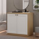 Ver imagem 6 de Escrivaninha com Armário 100% MDF 179cm e 2 Prateleiras Bege/Savana/Branco Fosco