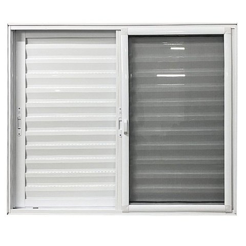 Janela de Alumínio Veneziana 3 Folhas com Tela Mosquiteira 120x150 Branco Esquadrias Bergamo