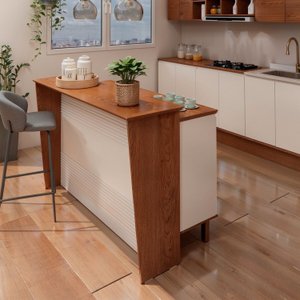 Bancada de Cozinha Ilha Gourmet Americana 2 Portas 4 Gavetas 100% Mdf