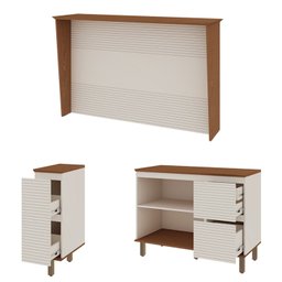 Bancada de Cozinha Ilha Gourmet Americana 2 Portas 4 Gavetas 100% Mdf - 6