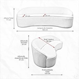 Sofá Curvo Montserrat 180cm 03 Lugares Bouclê Off White - Casaepoltrona - 4