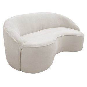 Sofá Curvo Montserrat 180cm 03 Lugares Bouclê Off White - Casaepoltrona