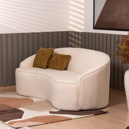 Sofá Curvo Montserrat 180cm 3 Lugares Bouclé Off White - Nexta Casa - 2