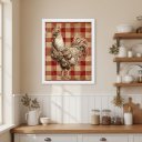 Ver imagem 2 de Quadr Cozinha Rústica Galo Xadrez 33x24cm Mold Branca