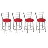 Kit 4 Banquetas Baixas Cromada com Encosto Assento Vermelho - 1