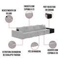 Ver imagem 3 de Sofá Ilha 4 Lugares Living 512cm Modulado Lary Veludo Cinza Pu Pto K01 - D'Rossi