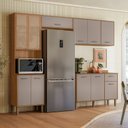 Ver imagem 1 de Cozinha Completa Modulada com Vidro Reflecta 4 Peças Paolla Cinza/Ipe/Fendy