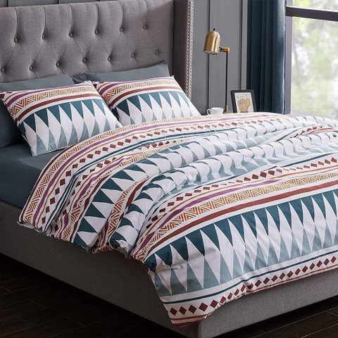 Jogo de Cama Casal Queen Boho 6 Pç 400 Fios Edredom 260x260