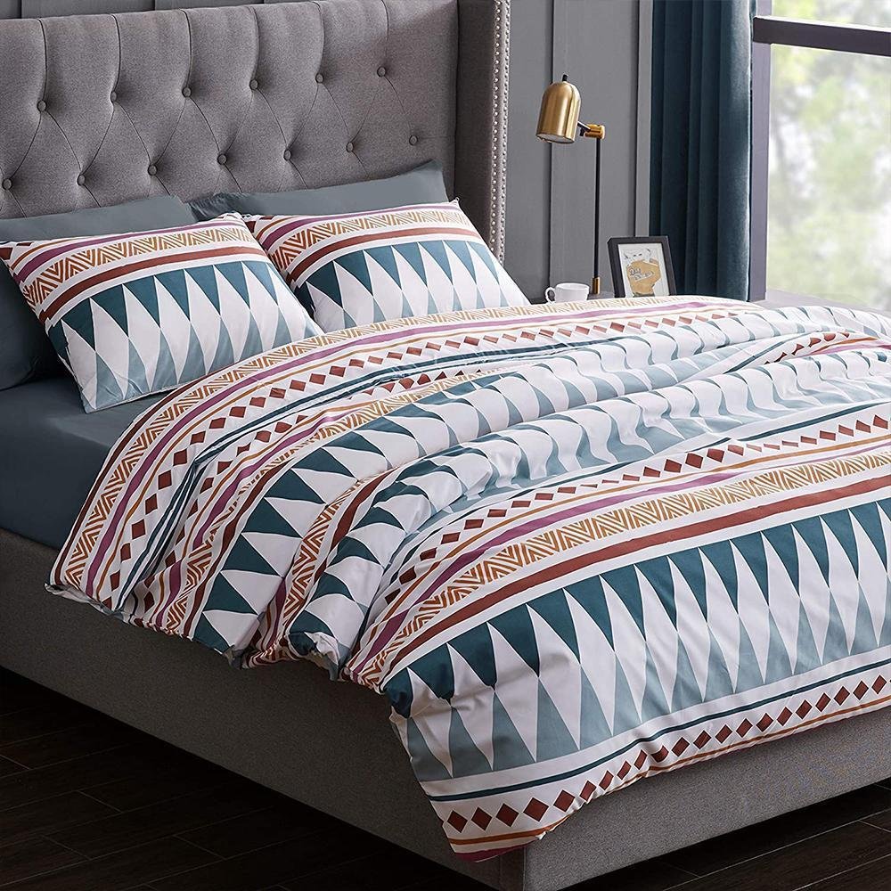 JOGO DE CAMA CASAL QUEEN BOHO 6 PÇ 400 FIOS EDREDOM 260X260 - 1