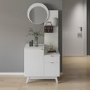 Ver imagem 2 de Aparador com Espelho 80cm 2 Portas e 1 Gaveta Flex Retrô Multimóveis Cr50222 Branco