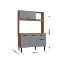 Ver imagem 3 de Cozinha Compacta 4 Portas 1 Gaveta 1 Nicho Katy Laranja/Freijo/Cinza