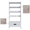 Ver mais imagens de Estante de Livros 100% MDF 81CMX183CM 2 Gavetas e 4 Prateleiras Elvis Bege/Branco