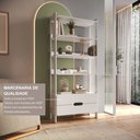 Ver imagem 5 de Estante de Livros 100% MDF 81CMX183CM 2 Gavetas e 4 Prateleiras Elvis Bege/Branco