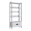 Ver imagem 2 de Estante de Livros 100% MDF 81CMX183CM 2 Gavetas e 4 Prateleiras Elvis Bege/Branco