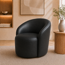 Ver imagem 2 de Poltrona Decorativa Yara Base Giratória Corino Modena Sala Estar Quarto Recepção Confortável