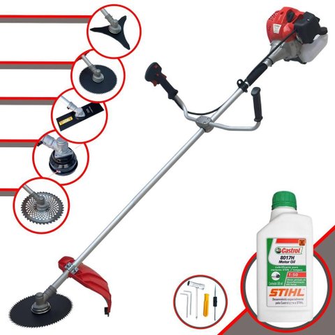 Roçadeira Multifuncional Anmax Cg430p-tb C/ Carretel + 4 Lâminas de Cortes + Óleo Stihl