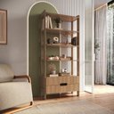 Ver imagem 1 de Estante de Livros 100% MDF 81CMX183CM 2 Gavetas e 4 Prateleiras Elvis Marrom/Louro Freijó Grann