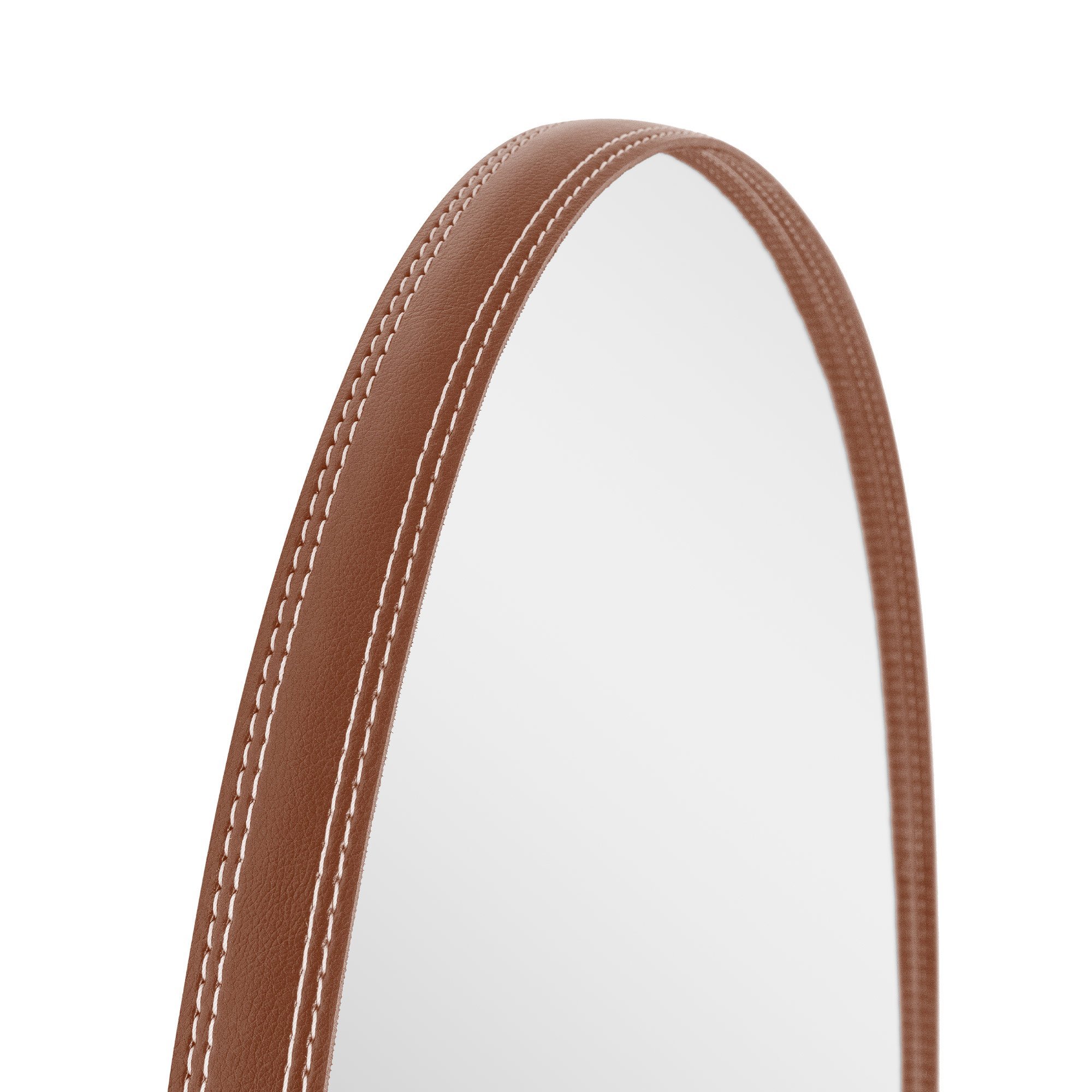Espelho Orgânico Moderno Sala Quarto Banheiro Lavabo 80x60cm em Couro 3cm - Mod. Pinterest Caramelo - 2