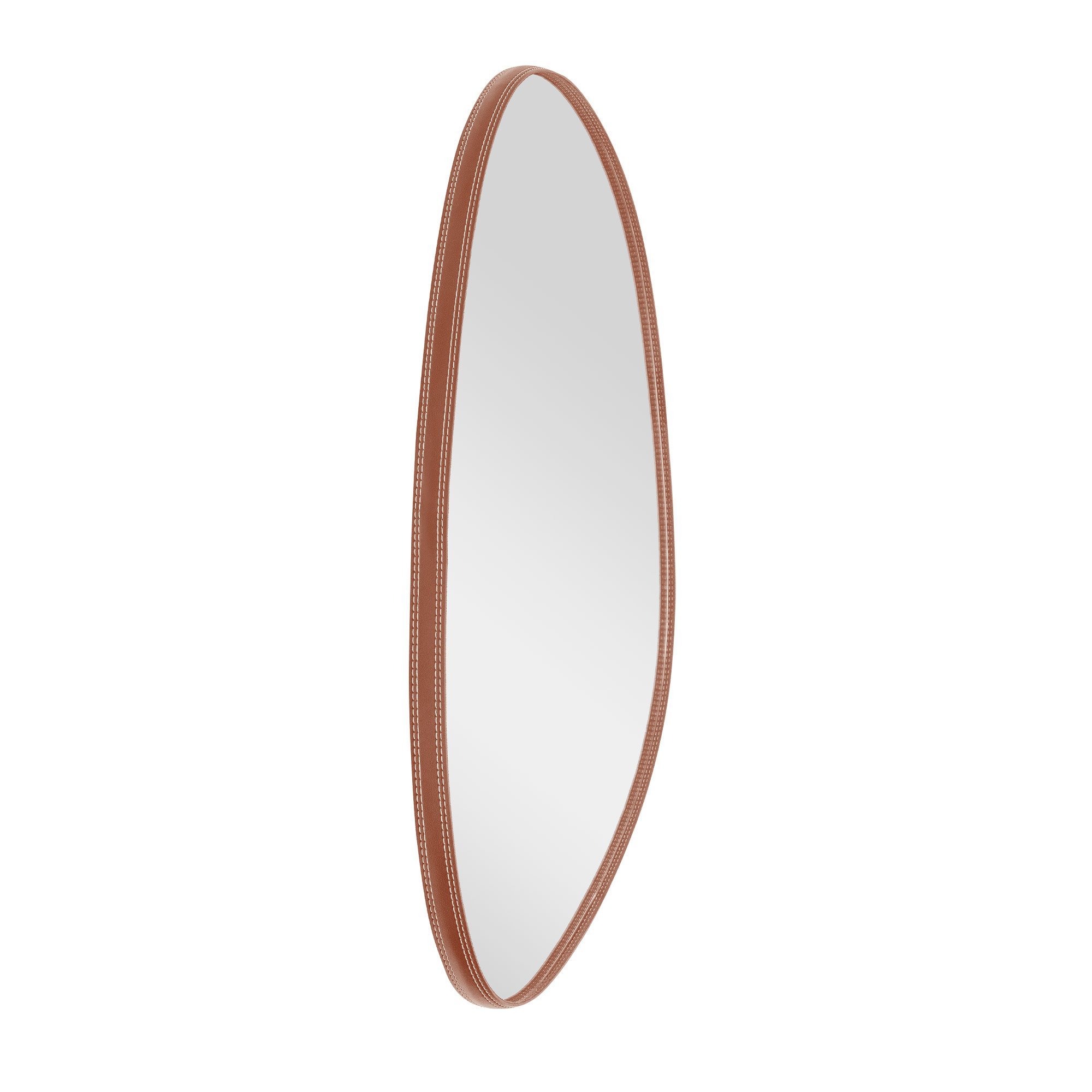 Espelho Orgânico Moderno Sala Quarto Banheiro Lavabo 80x60cm em Couro 3cm - Mod. Pinterest Caramelo - 3