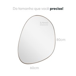 Espelho Orgânico Moderno Sala Quarto Banheiro Lavabo 80x60cm em Couro 3cm - Mod. Pinterest Caramelo - 5