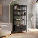 Ver imagem 6 de Estante de Livros 100% MDF 81CMX183CM 2 Gavetas e 4 Prateleiras Elvis Preto