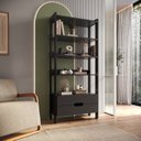 Ver imagem 1 de Estante de Livros 100% MDF 81CMX183CM 2 Gavetas e 4 Prateleiras Elvis Preto