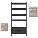 Ver mais imagens de Estante de Livros 100% MDF 81CMX183CM 2 Gavetas e 4 Prateleiras Elvis Preto