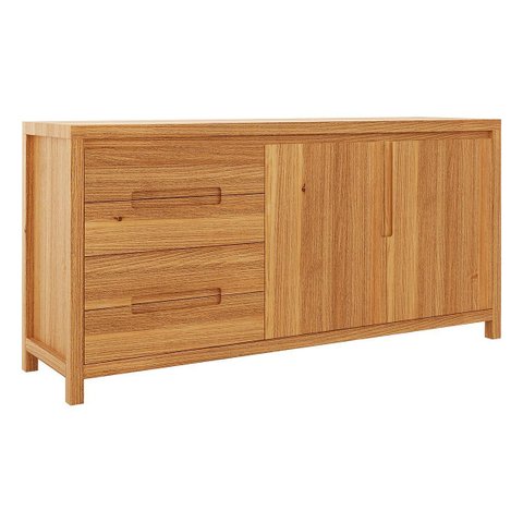 Balcão Buffet Nature com 2 Portas e 4 Gavetas Rústico Claro Madeira Pinus