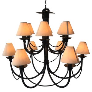 Pendente de Ferro para Iluminação com Cúpulas de Algodão 2 Andares Libertas Rosas